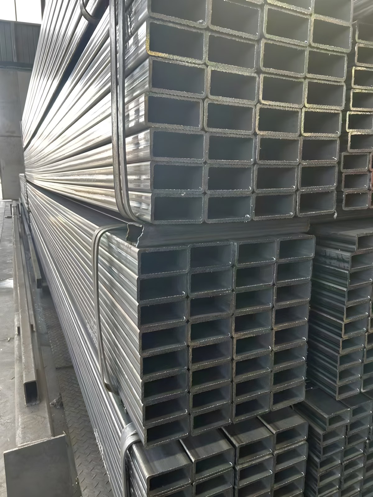 Bundled large rectangular steel tubes