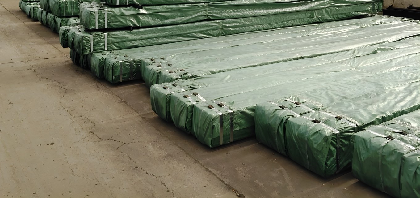 Wrapped tube bundles staged in the production hall